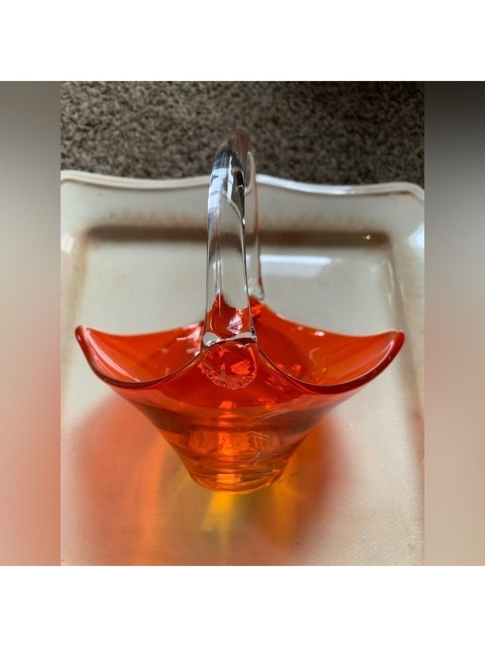 Vintage Viking Glass Orange Basket